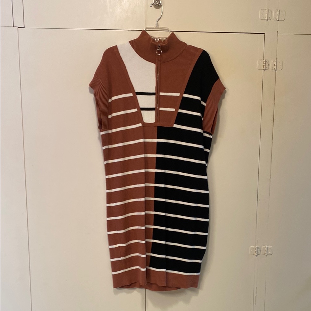 Striped Brown And Black Knit Dress